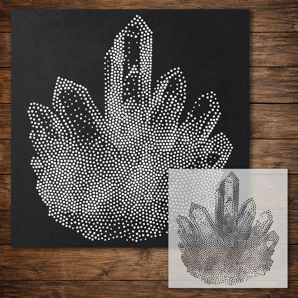 Crystal Cluster Stencil reusable Mylar stencil, 300 x 300 mm