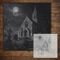 Moonlit Churchyard Stencil reusable Mylar stencil, 300 x 300 mm