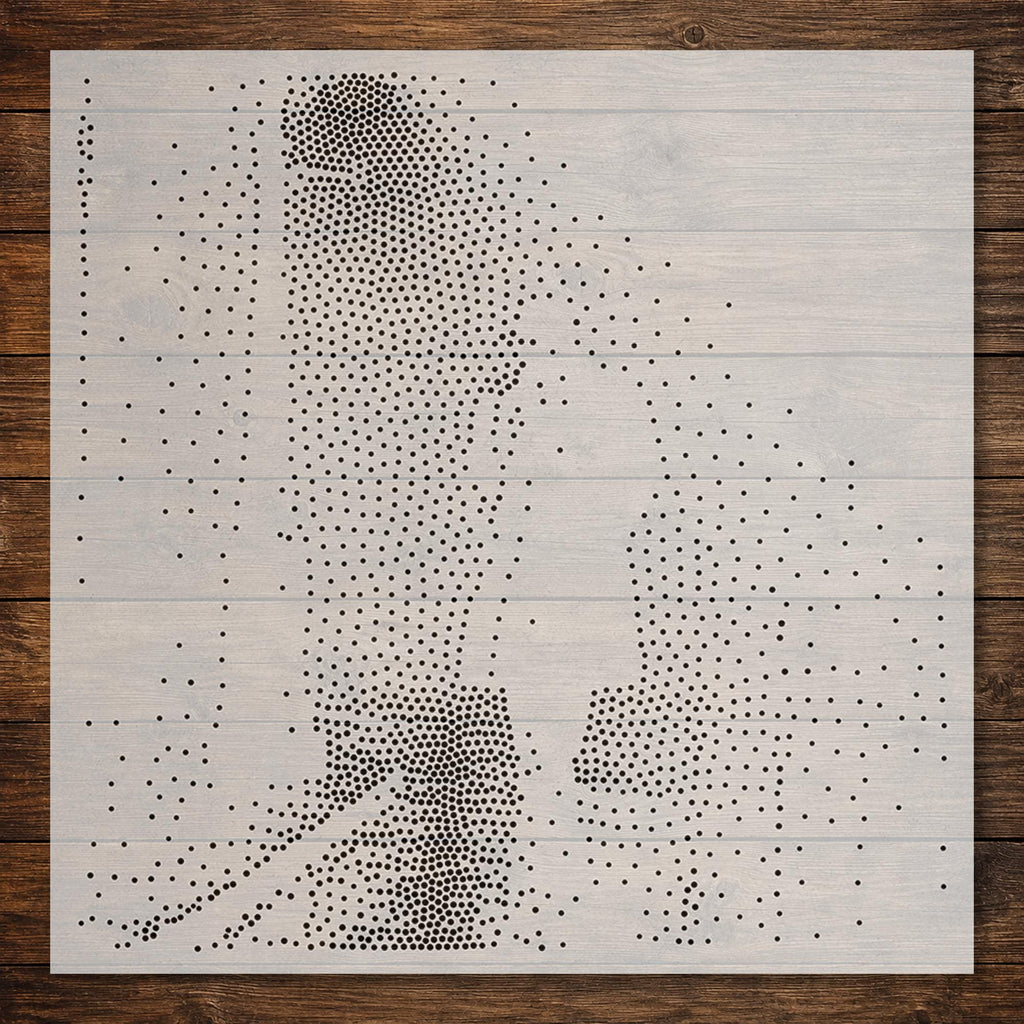 Noir Detective under Streetlamp Stipple Art Stencil | Realistic Mylar Plastic Craft Stencil (Large - 300mm / 12" approx)