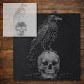 Raven on Skull Stencil reusable Mylar stencil, 300 x 300 mm