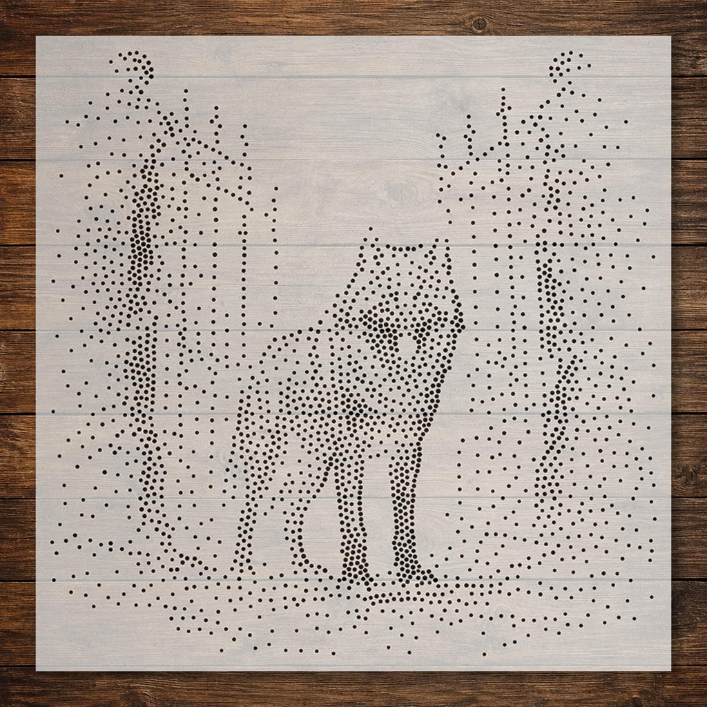 Wolf by Ruined Gates Stencil | Realistic Highly Detailed DIY Mylar Wall Art, Stipple Art Crafts (Large - 300mm / 12" approx)