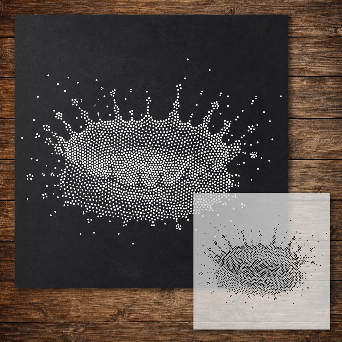 Splash Stencil reusable Mylar stencil, 300 x 300 mm