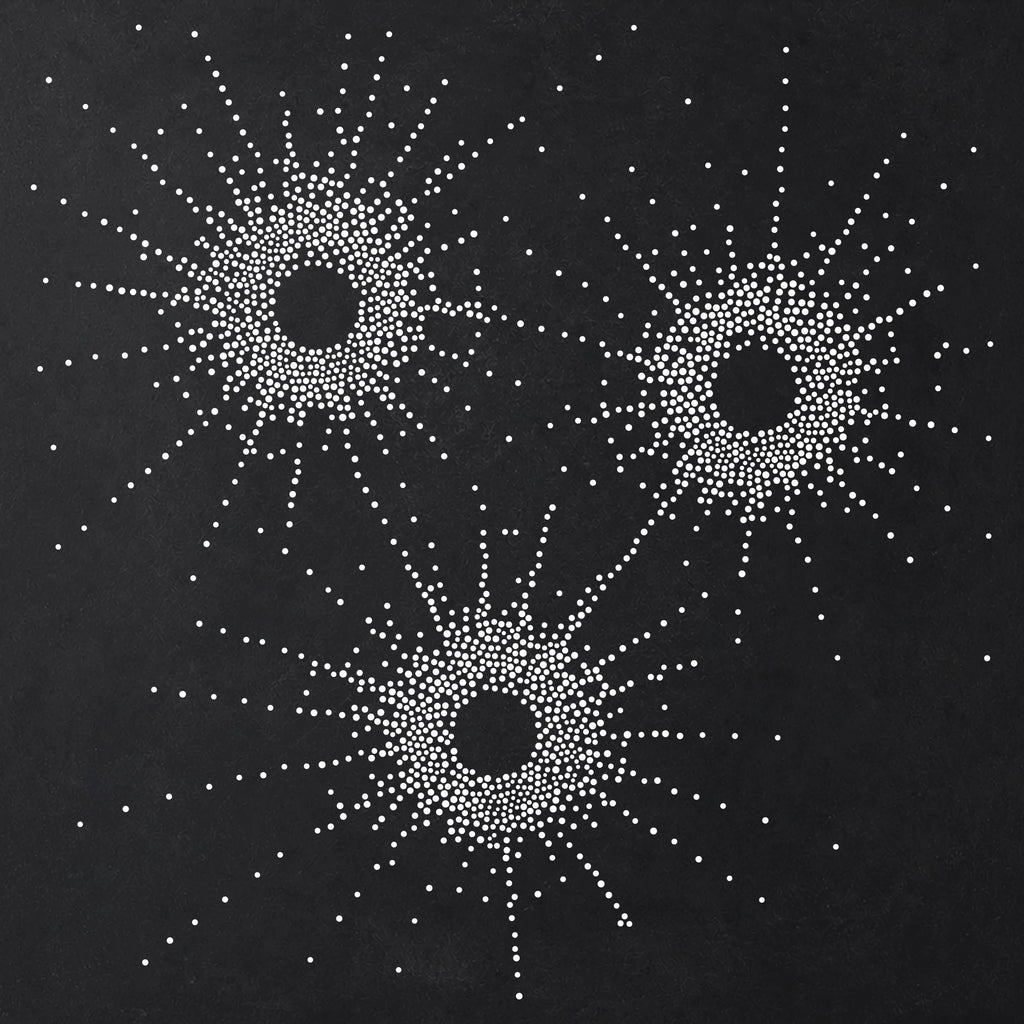 Bullet Holes in Glass Stencil | Realistic Mylar Stipple Wall Art, Crafts (Large - 300mm / 12" approx)