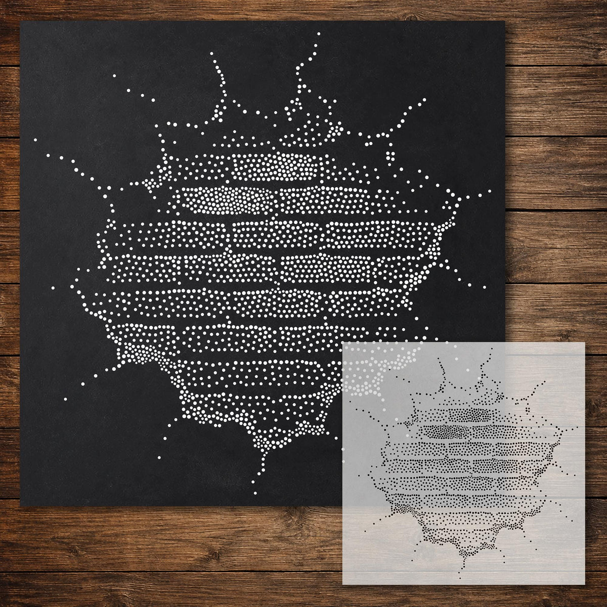 Cracked Brick Wall Stencil reusable Mylar stencil, 300 x 300 mm