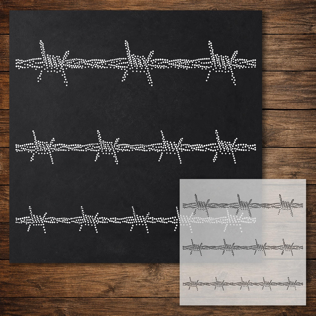 Barbed Wire Stencil reusable Mylar stencil, 300 x 300 mm
