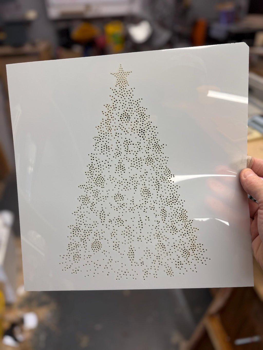 Christmas Tree Stencil | Realistic Mylar Stipple Wall Art, Crafts (Large - 300mm / 12" approx)