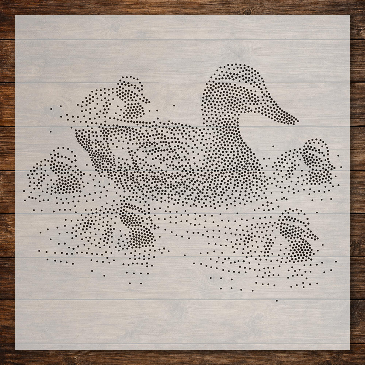 Mallard with Ducklings Stipple Art Stencil | Realistic Animal Mylar Plastic Craft Stencil (Large - 300mm / 12" approx)