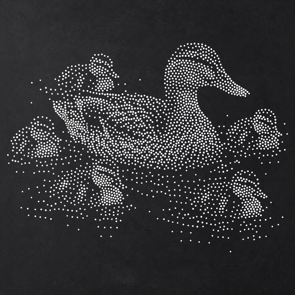 Mallard with Ducklings Stipple Art Stencil | Realistic Animal Mylar Plastic Craft Stencil (Large - 300mm / 12" approx)