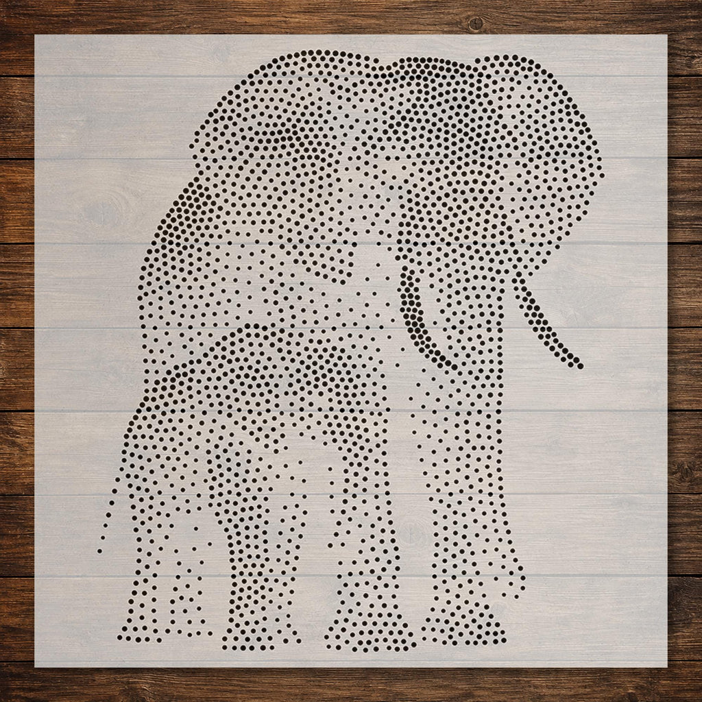 Elephant with Calf Stipple Art Stencil | Realistic Animal Mylar Plastic Craft Stencil (Large - 300mm / 12" approx)