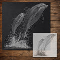Dolphin with Calf Stipple Art Stencil reusable Mylar stencil, 300 x 300 mm