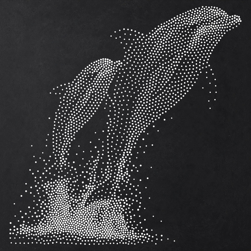 Dolphin with Calf Stipple Art Stencil | Realistic Animal Mylar Plastic Craft Stencil (Large - 300mm / 12" approx)