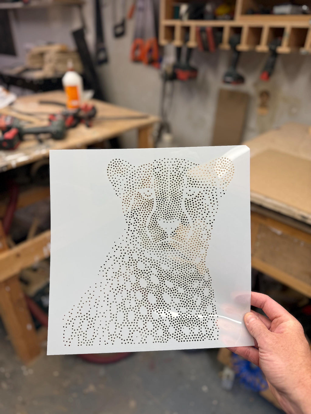 Cheetah Portrait Stencil | Realistic Mylar Stipple Wall Art, Crafts (Large - 300mm / 12" approx)