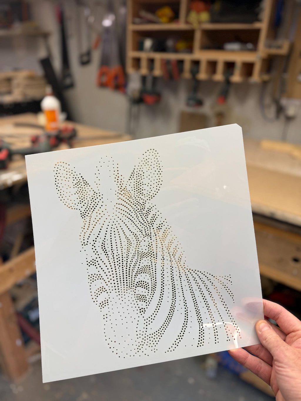 Zebra Portrait Stencil | Realistic Mylar Stipple Wall Art, Crafts (Large - 300mm / 12" approx)