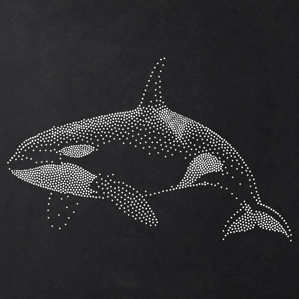 Orca Killer Whale Stencil | Realistic Mylar Stipple Wall Art, Crafts (Large - 300mm / 12" approx)