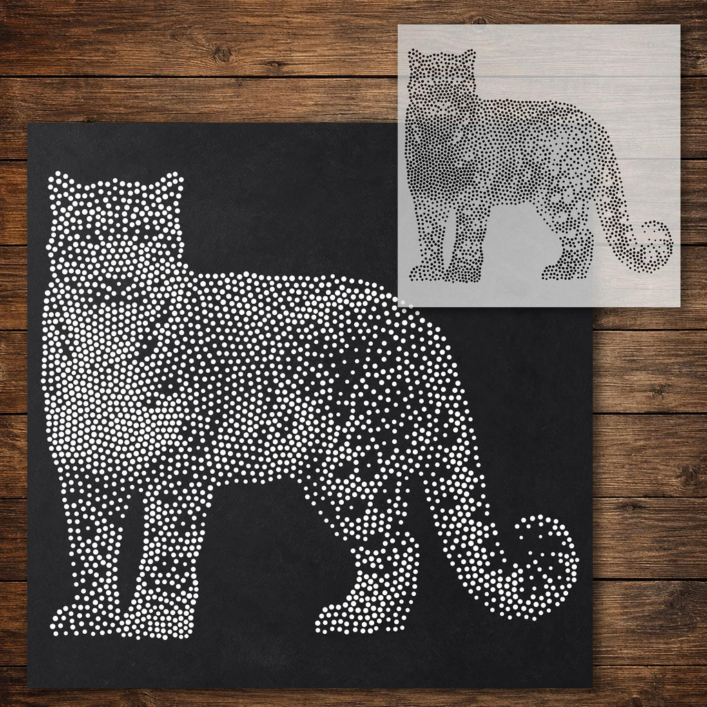 Snow Leopard Stencil reusable Mylar stencil, 300 x 300 mm