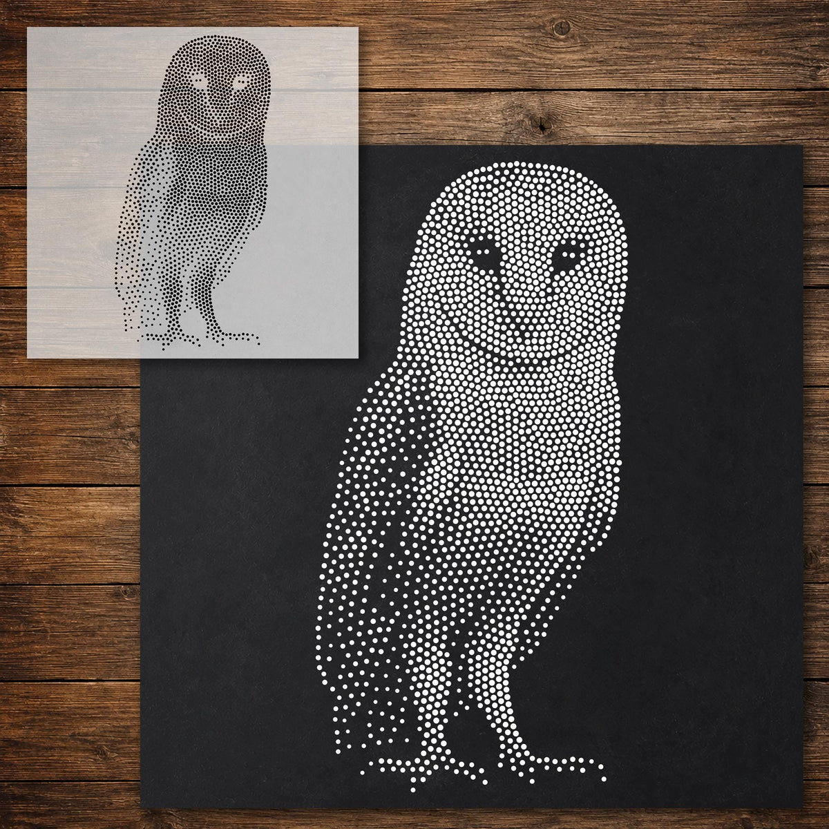 Barn Owl Stencil reusable Mylar stencil, 300 x 300 mm