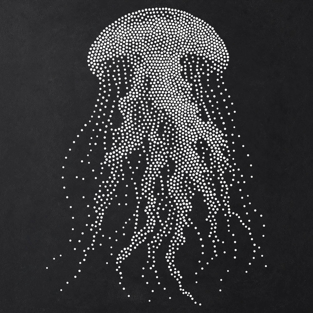 Jellyfish Stencil | Realistic Mylar Stipple Wall Art, Crafts (Large - 300mm / 12" approx)