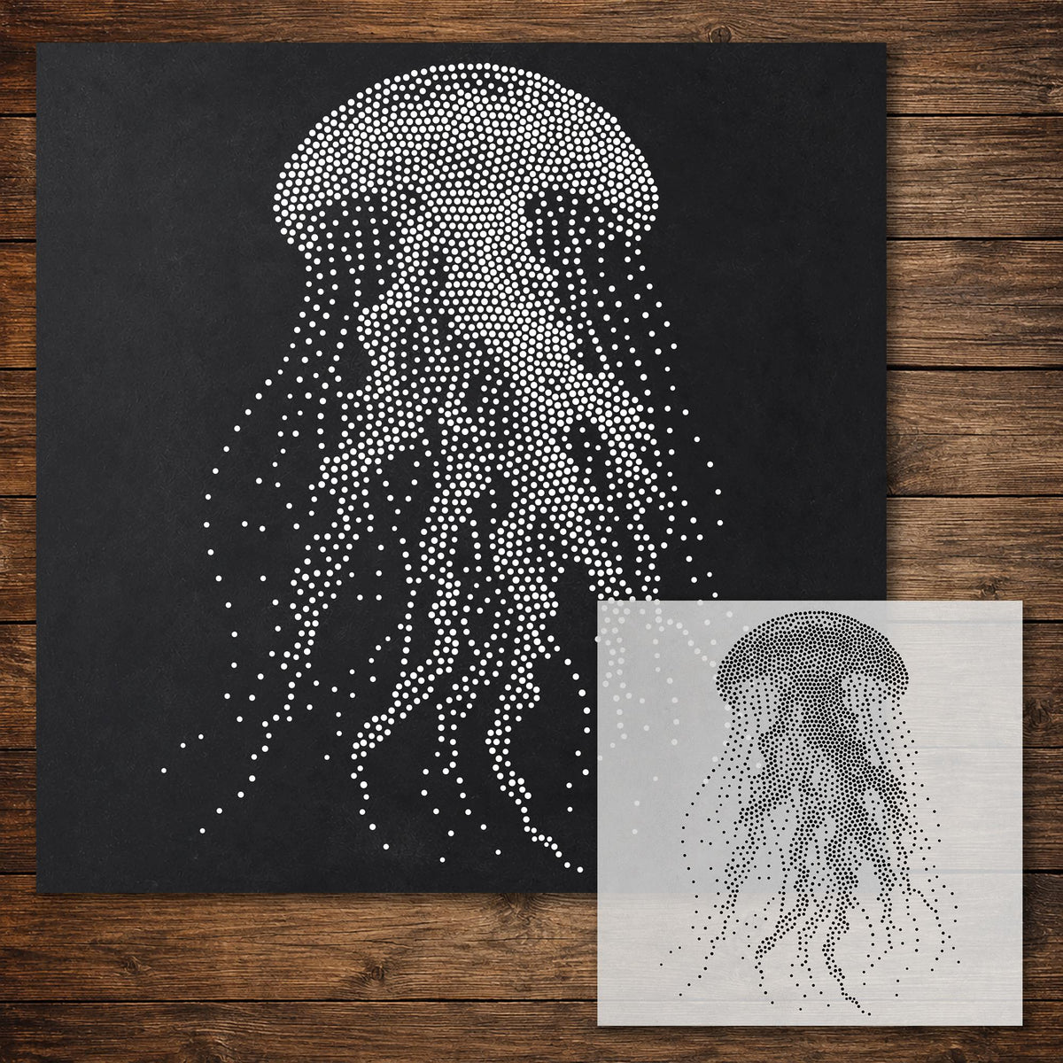 Jellyfish Stencil reusable Mylar stencil, 300 x 300 mm