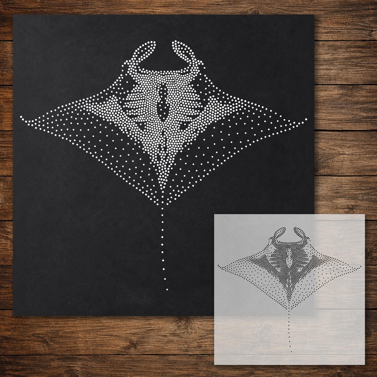 Manta Ray Stencil reusable Mylar stencil, 300 x 300 mm