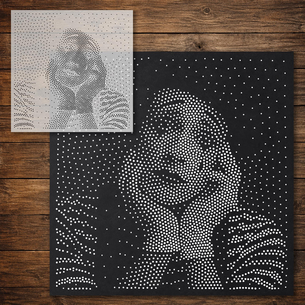 Mime Portrait Stipple Art Stencil reusable Mylar stencil, 300 x 300 mm