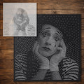 Mime Portrait Stipple Art Stencil reusable Mylar stencil, 300 x 300 mm