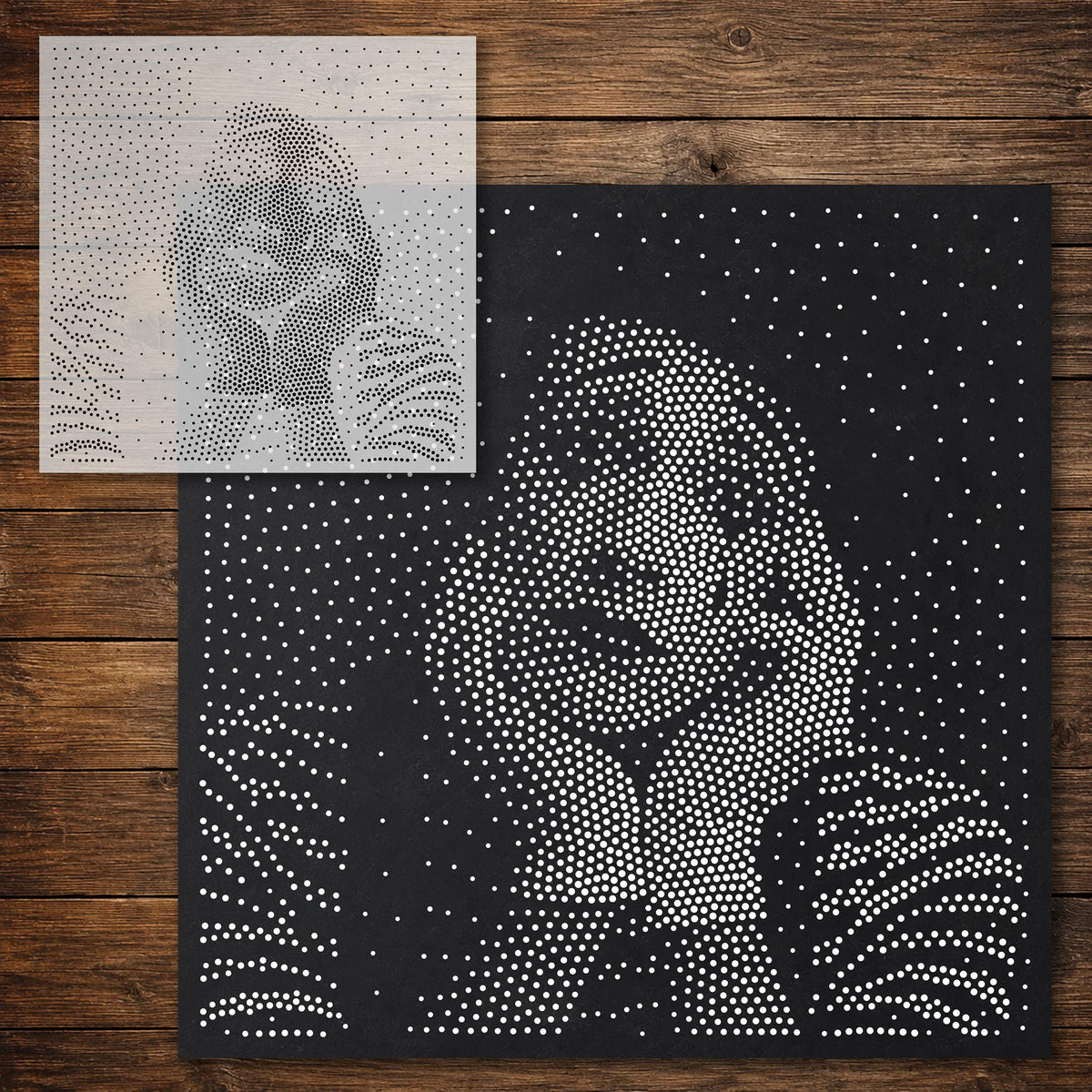 Mime Portrait Stipple Art Stencil reusable Mylar stencil, 300 x 300 mm