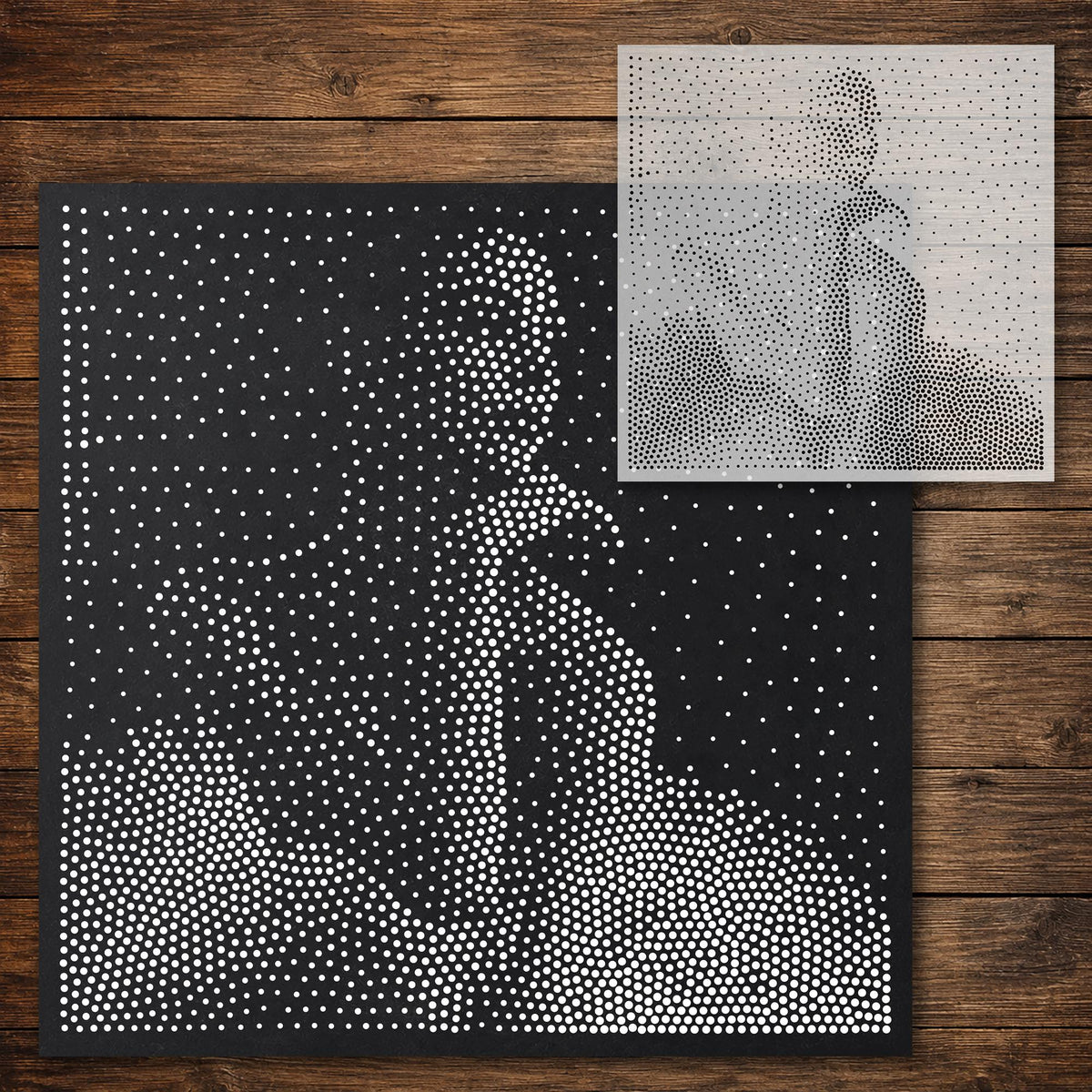 Elegant Ballerina Portrait Stipple Art Stencil reusable Mylar stencil, 300 x 300 mm
