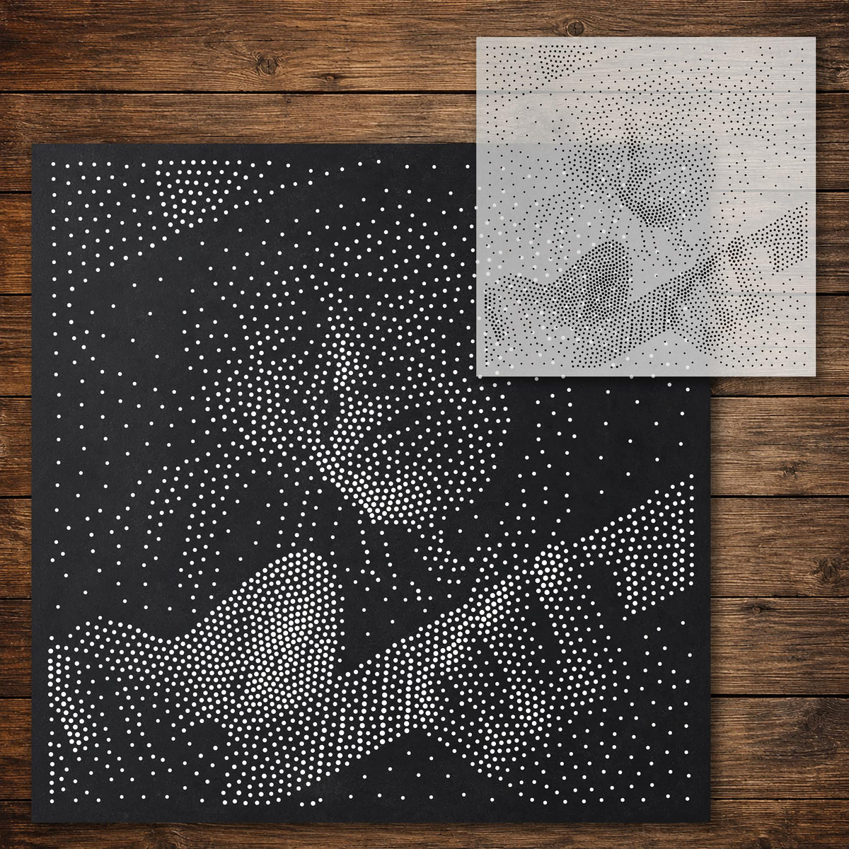 Old Musician Stipple Art Stencil reusable Mylar stencil, 300 x 300 mm