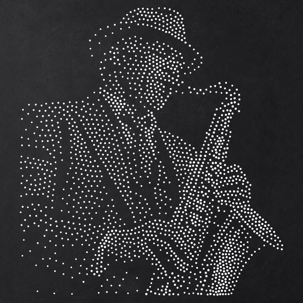 Saxophonist Stipple Art Stencil | Realistic Mylar Plastic Craft Stencil (Large - 300mm / 12" approx)
