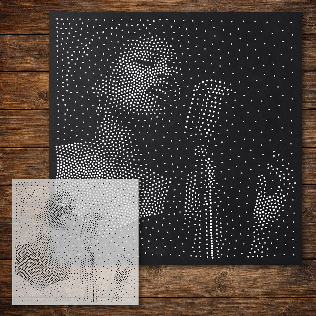 Jazz Singer Stipple Art Stencil reusable Mylar stencil, 300 x 300 mm