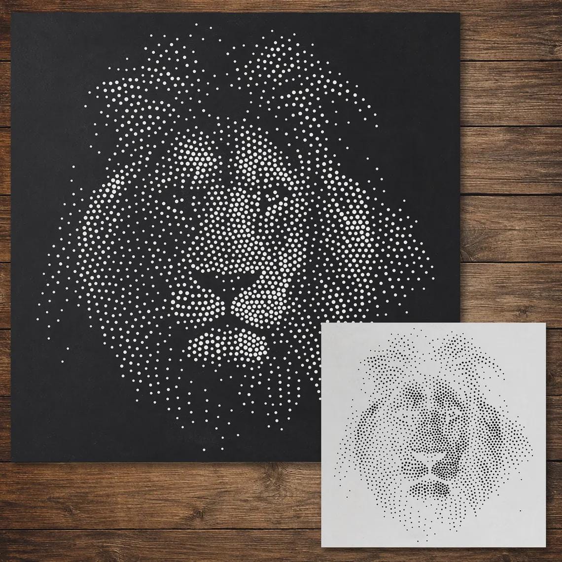 Safari Stencil Bundle #1 | Elephant, Tiger, Lion & Giraffe | Set of 4 Realistic Mylar Stipple Wall Art, Crafts (Large - 300mm / 12" approx)