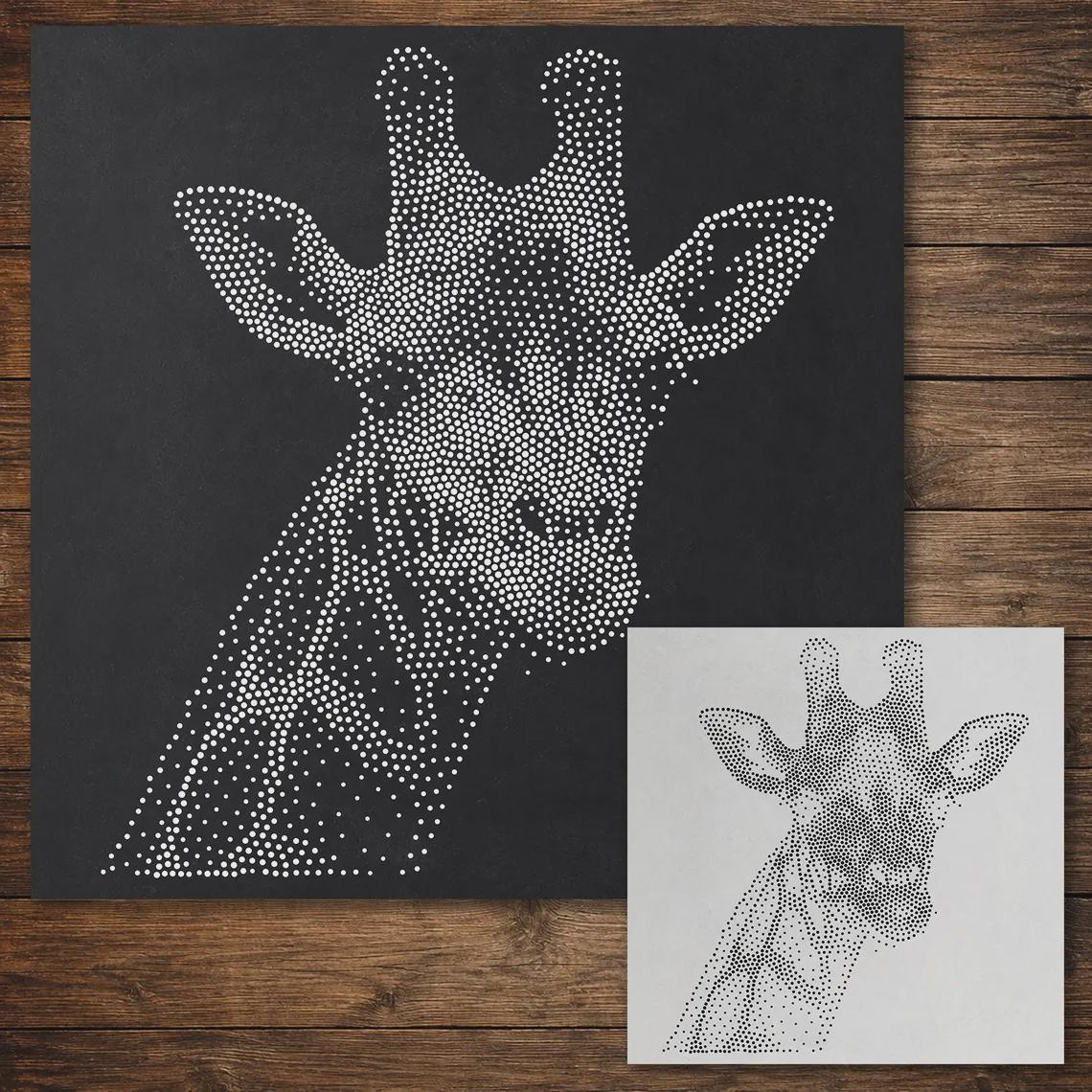 Safari Stencil Bundle #1 | Elephant, Tiger, Lion & Giraffe | Set of 4 Realistic Mylar Stipple Wall Art, Crafts (Large - 300mm / 12" approx)