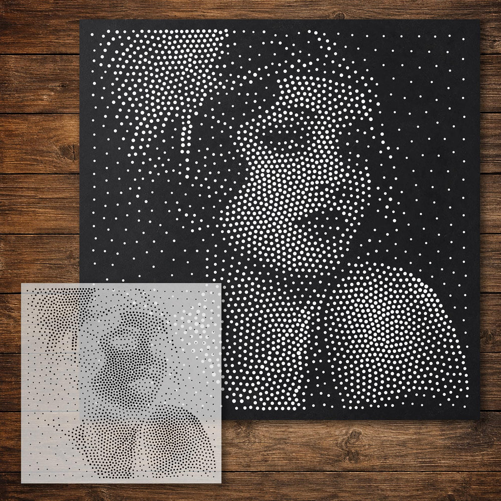 Flapper Portrait Stipple Art Stencil reusable Mylar stencil, 300 x 300 mm