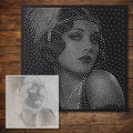 Flapper Portrait Stipple Art Stencil reusable Mylar stencil, 300 x 300 mm
