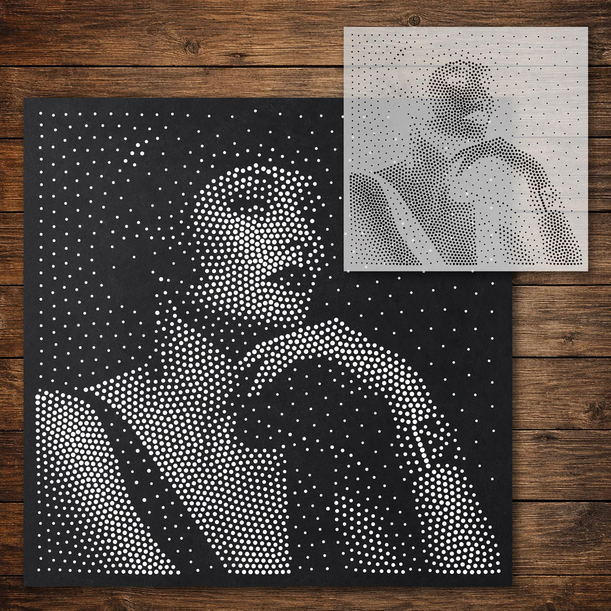 Art Deco Lady Portrait Stipple Art Stencil reusable Mylar stencil, 300 x 300 mm