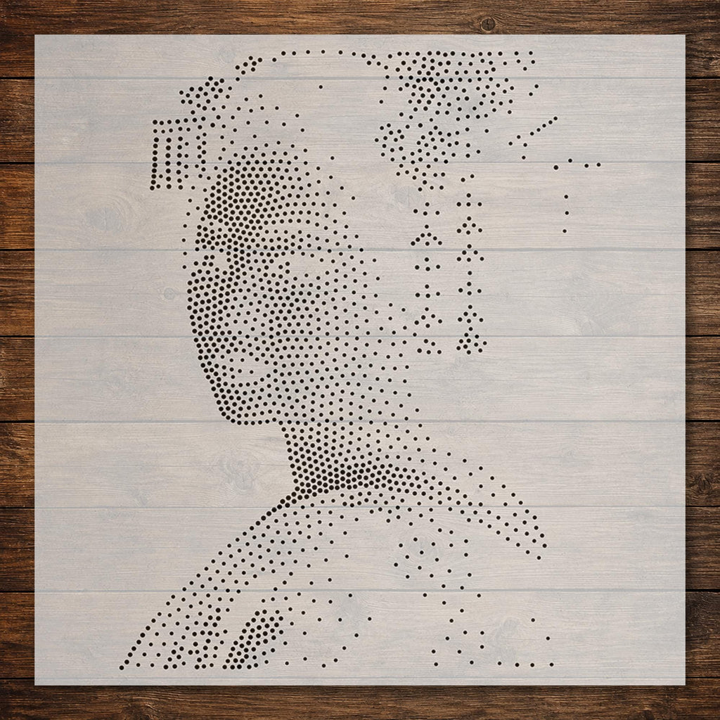 Geisha Portrait Stipple Art Stencil | Realistic Mylar Plastic Craft Stencil (Large - 300mm / 12" approx)