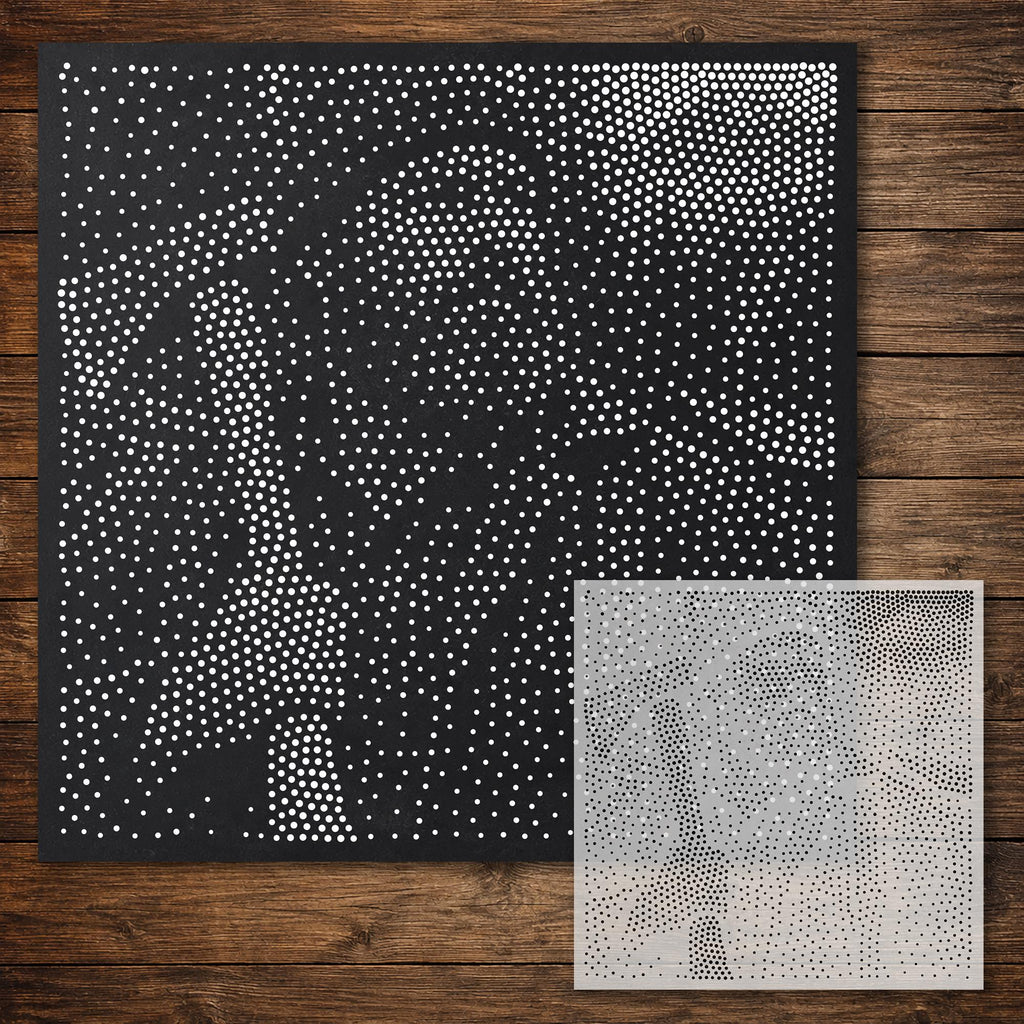 Lumberjack Portrait Stipple Art Stencil reusable Mylar stencil, 300 x 300 mm