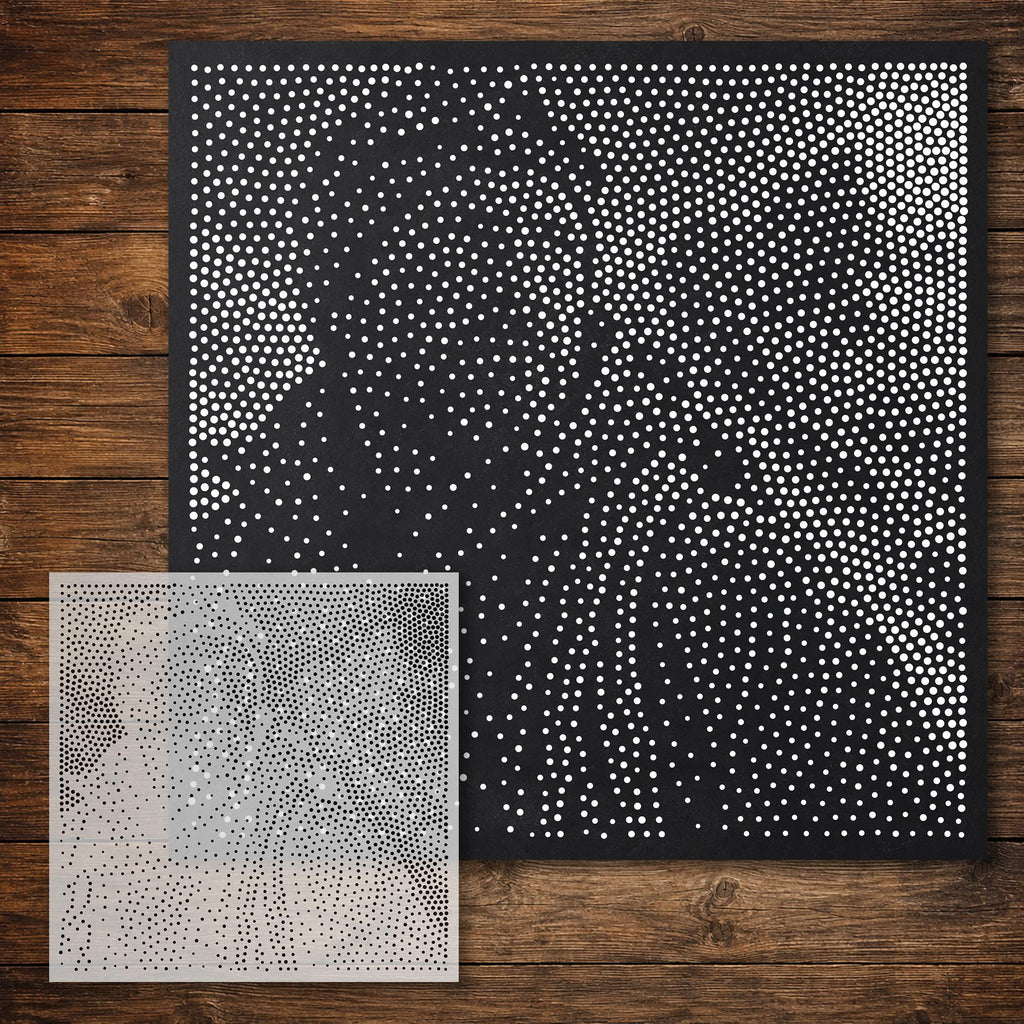 Mountaineer Portrait Stipple Art Stencil reusable Mylar stencil, 300 x 300 mm