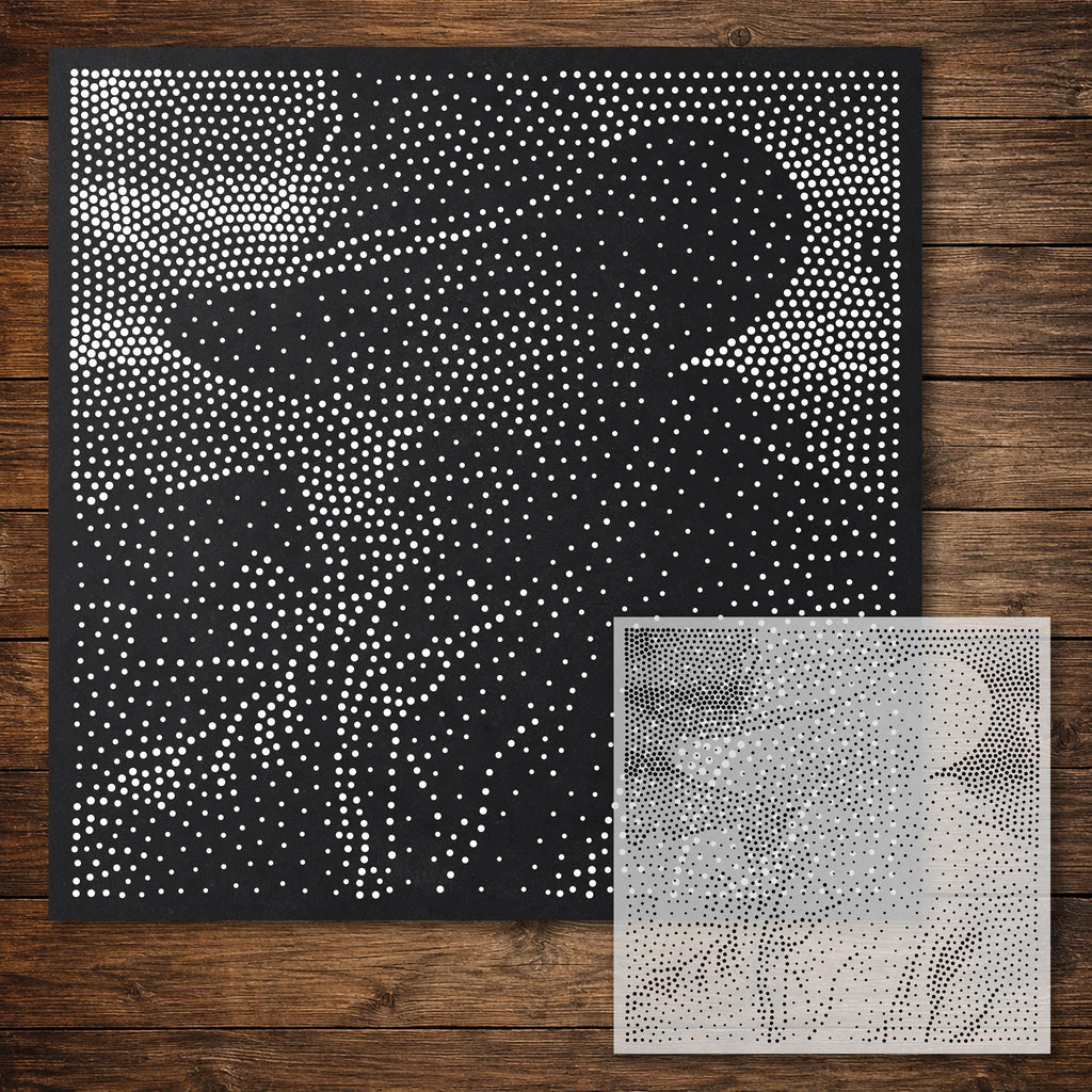 Cowboy Portrait Stipple Art Stencil reusable Mylar stencil, 300 x 300 mm