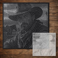 Cowboy Portrait Stipple Art Stencil reusable Mylar stencil, 300 x 300 mm