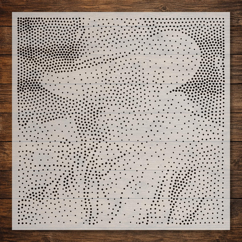 Cowboy Portrait Stipple Art Stencil | Realistic Mylar Plastic Craft Stencil (Large - 300mm / 12" approx)