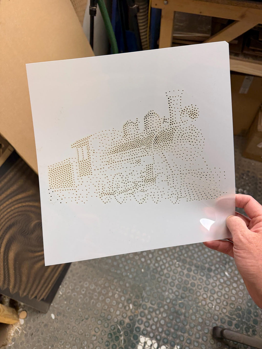 Steam Locomotive Train Stencil | Realistic Mylar Stipple Wall Art, Crafts (Large - 300mm / 12" approx)