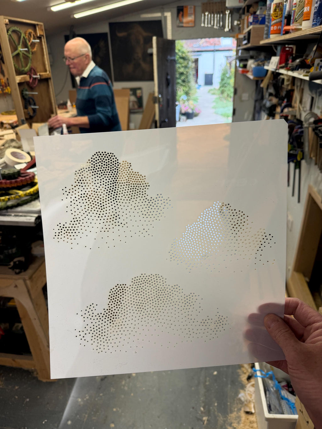Clouds Stencil | Realistic Highly Detailed DIY Mylar Wall Art, Stipple Art Crafts (Large - 300mm / 12" approx)