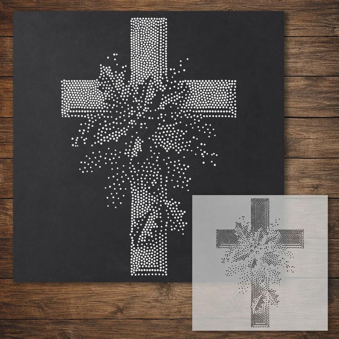 Nativity Stencil Bundle | Wise Men , Angel, Cross & Angel | Set of 4 Realistic Mylar Stipple Wall Art (Large - 300mm / 12" approx)