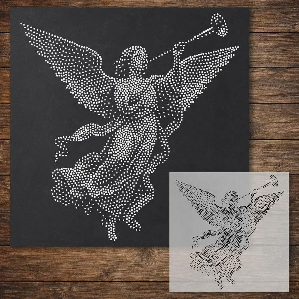 Nativity Stencil Bundle | Wise Men , Angel, Cross & Angel | Set of 4 Realistic Mylar Stipple Wall Art (Large - 300mm / 12" approx)