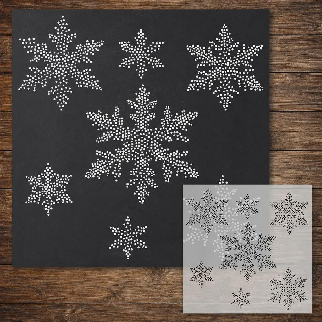 Christmas Stencil Bundle #1  | Snowflakes, Cow, Robin & Candle | Set of 4 Realistic Mylar Stipple Wall Art (Large - 300mm / 12" approx)