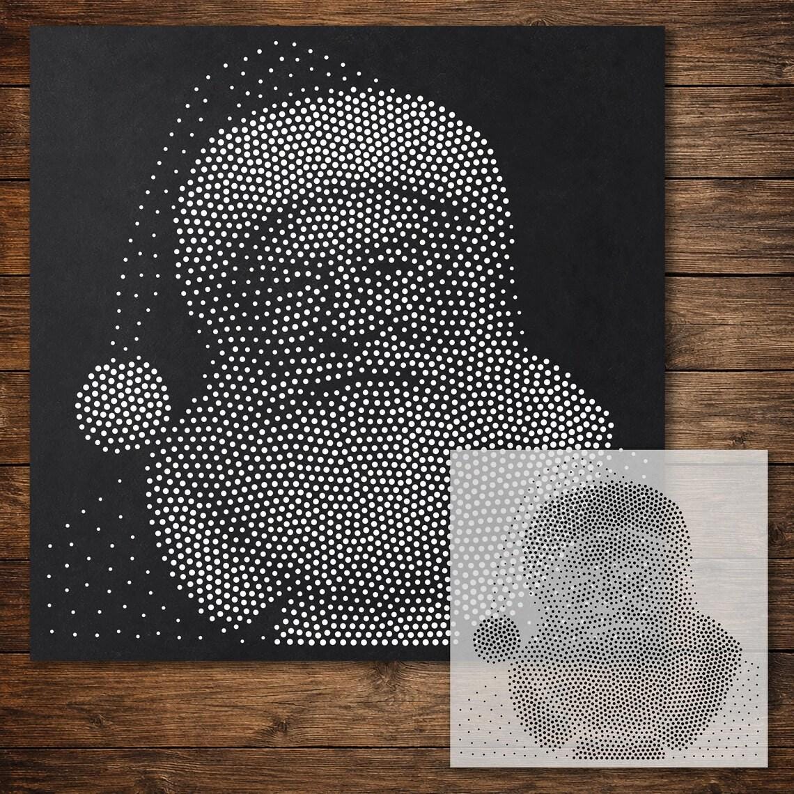 Christmas Stencil Bundle #1  | Santa, Snowflake, Wreath & Snowman | Set of 4 Realistic Mylar Stipple Wall Art (Large - 300mm / 12" approx)