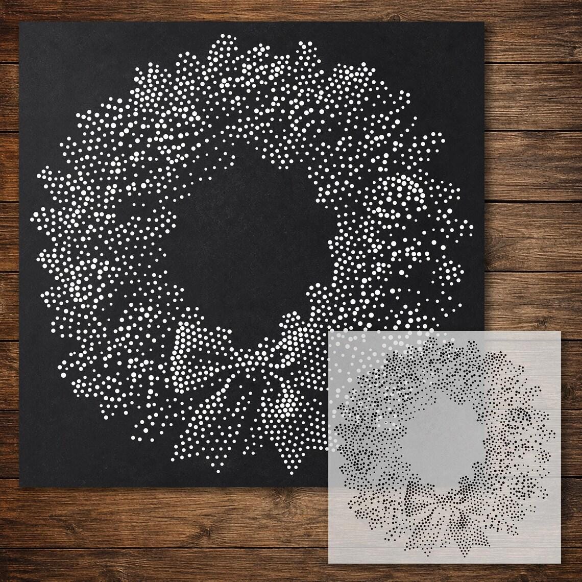 Christmas Stencil Bundle #1  | Santa, Snowflake, Wreath & Snowman | Set of 4 Realistic Mylar Stipple Wall Art (Large - 300mm / 12" approx)