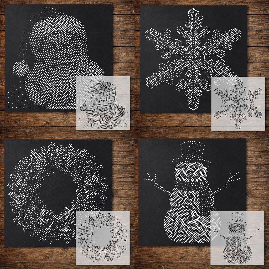 Christmas Stencil Bundle #1 reusable Mylar stencil bundle, 300 x 300 mm