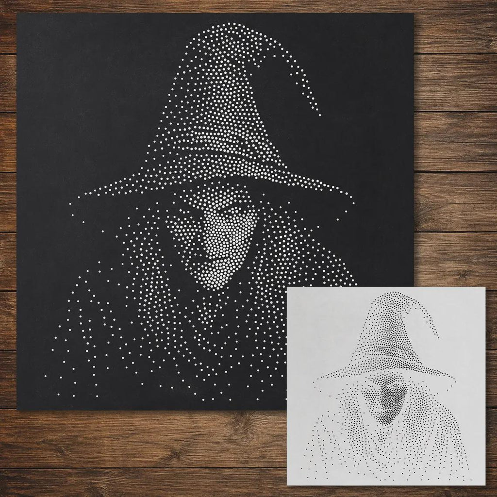 Halloween Stencil Bundle #1  | Skull, Frankenstein, Witch & Hands | Set of 4 Realistic Mylar Stipple Wall Art (Large - 300mm / 12" approx)